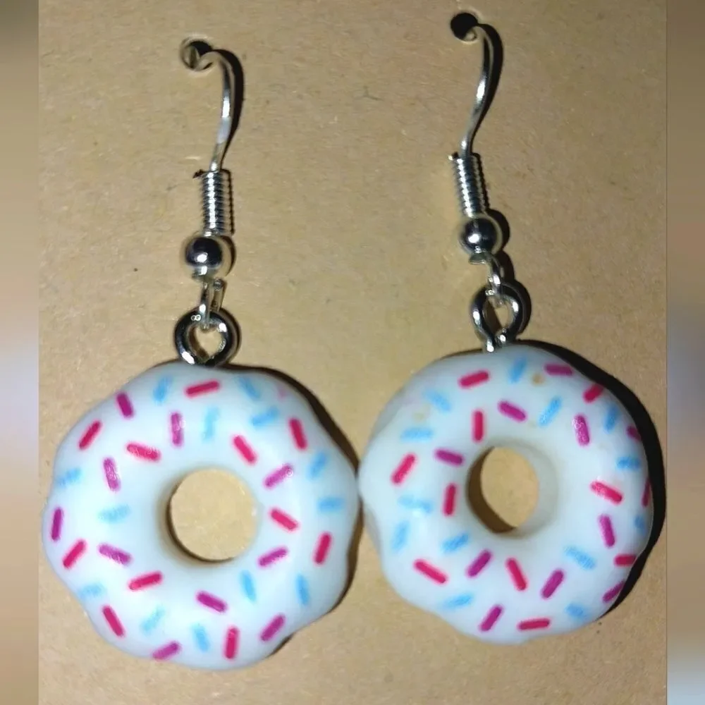 Hand crafted doughnut dangle earrings